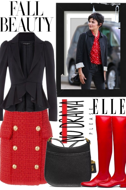 FALL BEAUTY WEARS BLACK AND RED- Fashion set