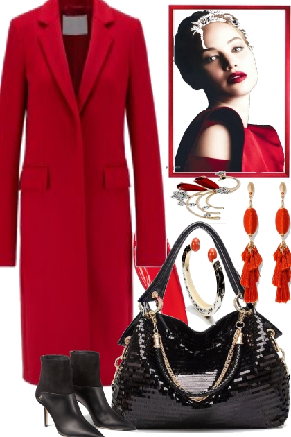 RED WINTER COAT- Fashion set