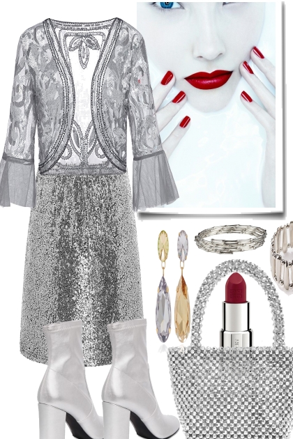 SILVER, BUT RED LIPS- Fashion set