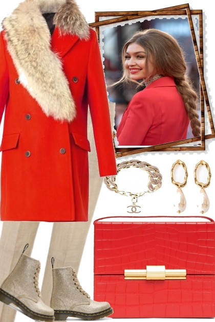 NEW. RED. COAT,- combinação de moda