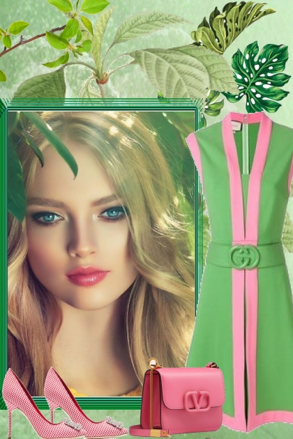 IN SPRING SO GREEN WITH PINK- Fashion set