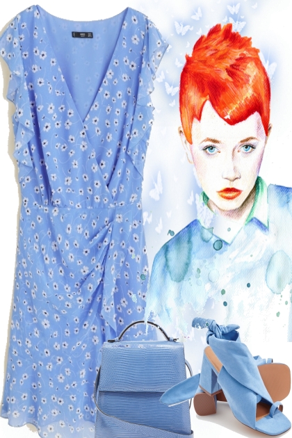 BLUES AND RED HAIR- Fashion set