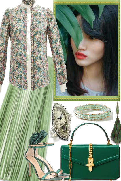 GREEN LEAVES IN SPRING- Fashion set