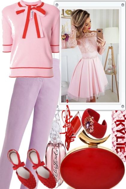 PASTEL AND RED- Fashion set