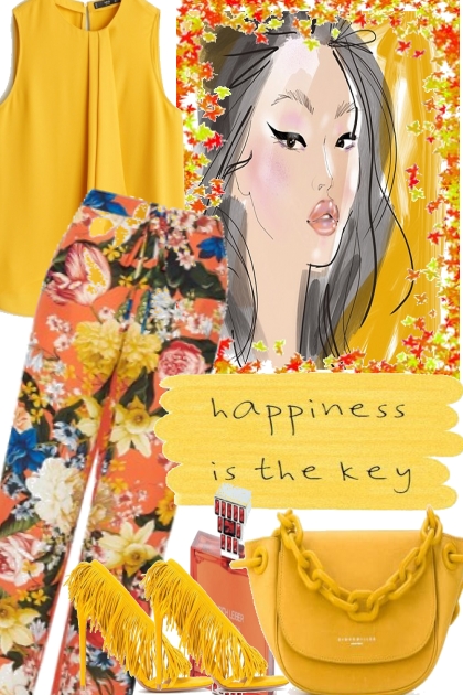 HAPPINESS IS THE KEY,- combinação de moda