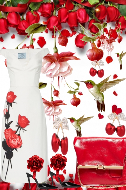 RED ROSES. IN. SPRING- Fashion set