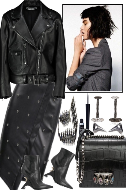 leather lady- Combinazione di moda