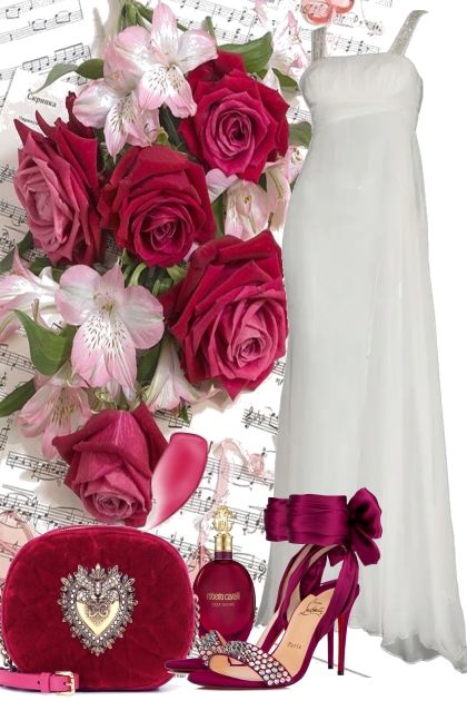 WHITE DRESS, RED ROSES- Combinazione di moda