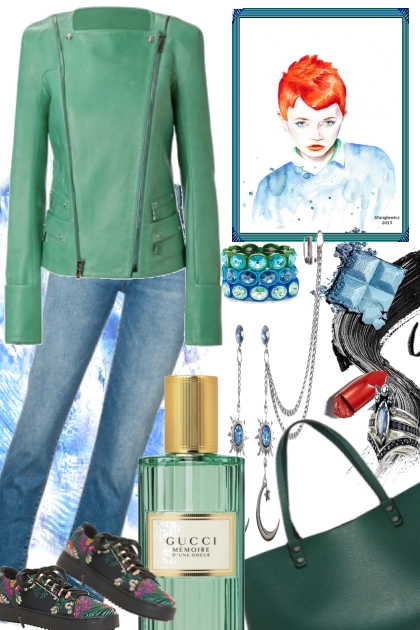 --JEANS WITH GREENS- Fashion set