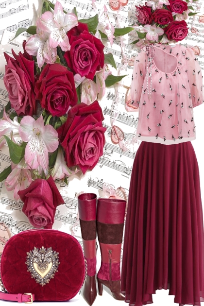 DARK RED ROSES- Fashion set