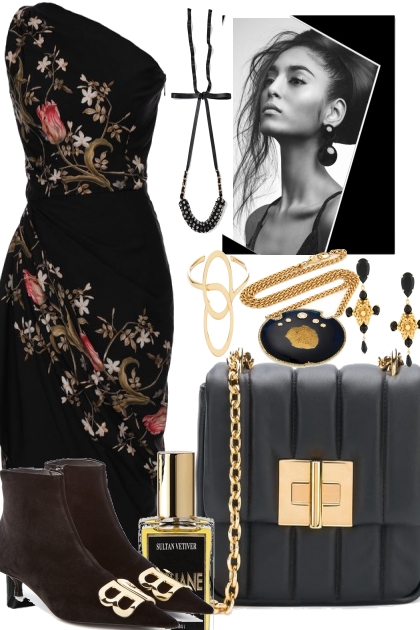 ,BLACK WITH FLOWERS