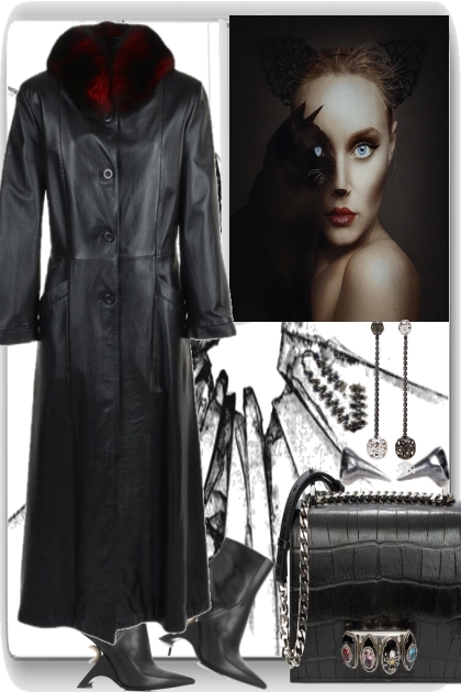 <BLACK LEATHER.- Fashion set