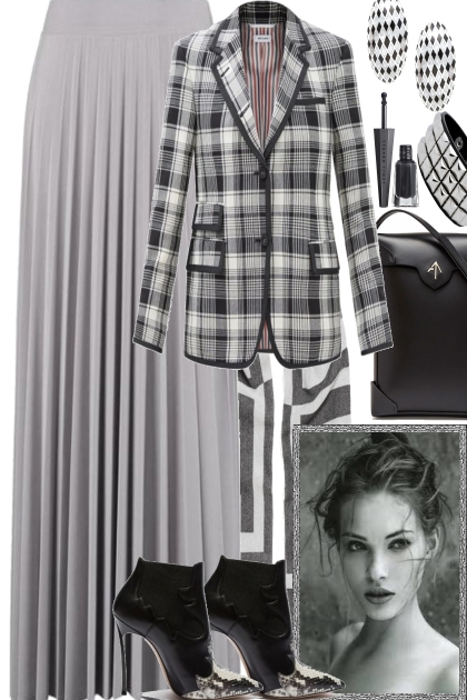 PLAID SKIRT-- Fashion set