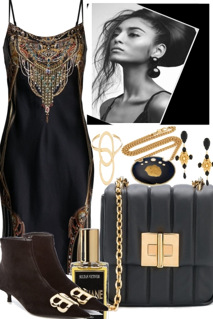 ELEGANT, BLACK AND GOLD-- Fashion set