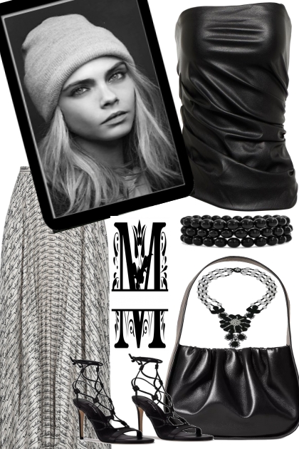 BLACK,, LEATHER. TOP- Fashion set