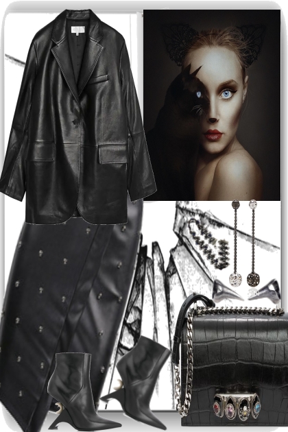 BLACK-LEATHER- Fashion set