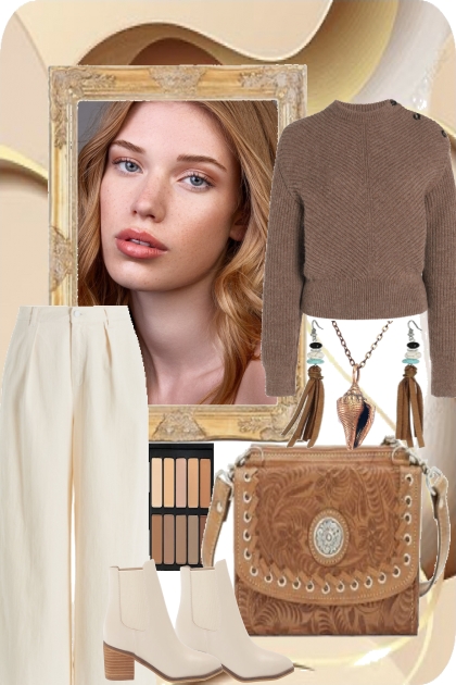 FALL OFF WHITE AND BROWN- Fashion set