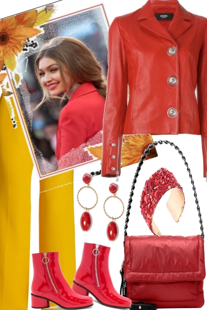 !! RED LEATHER- Combinazione di moda