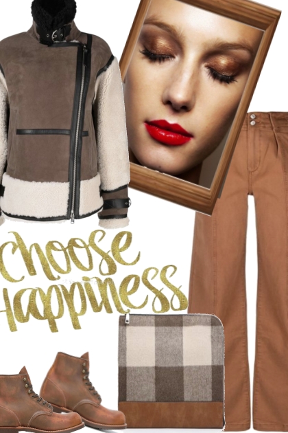 CHOOSE HAPPINESS AND A WARM JACKET- Fashion set