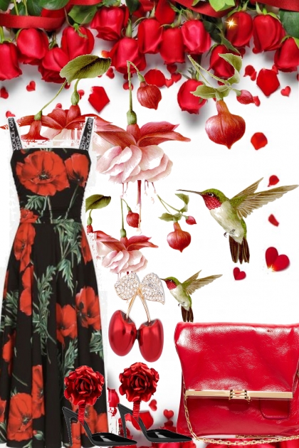 !°!"red flowers- Modna kombinacija
