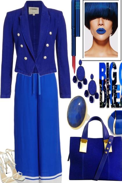 the blues, a touch of white- Fashion set