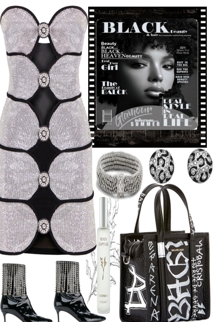 :::   ..BLACK AND SILVER- Fashion set