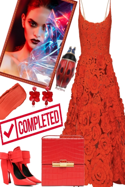 RED WITH A LADYBUG- combinação de moda