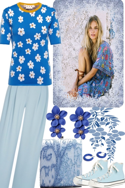 SPRING FLOWER BLUES- Fashion set