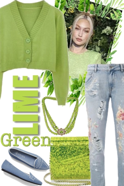´? lime and jeans- Combinazione di moda