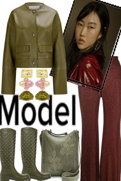 model on a rainy day- Fashion set