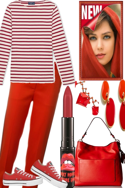 STRIPES WITH RED!!- Fashion set