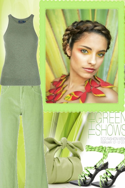 comfy in green for saturday- コーディネート