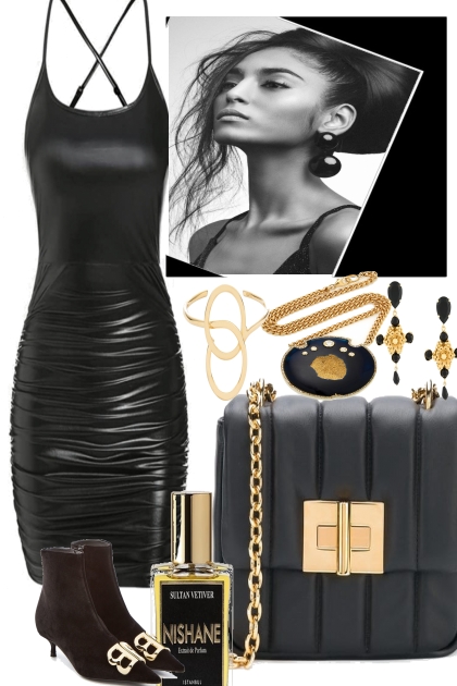 BLACK LEATHER AND  .. GLOLD- Fashion set