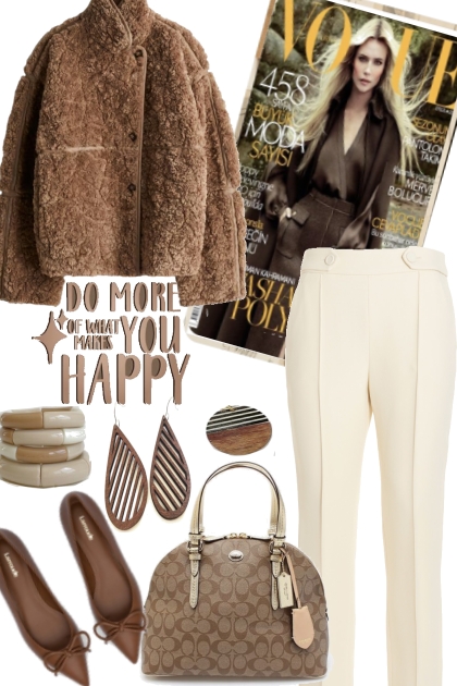 happy with  the warm coat- combinação de moda