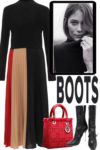 BOOTS AND SWEATER DRESS - Fashion set