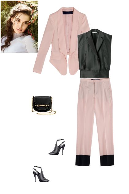 Pantsuit black & pink in Spring - Modna kombinacija