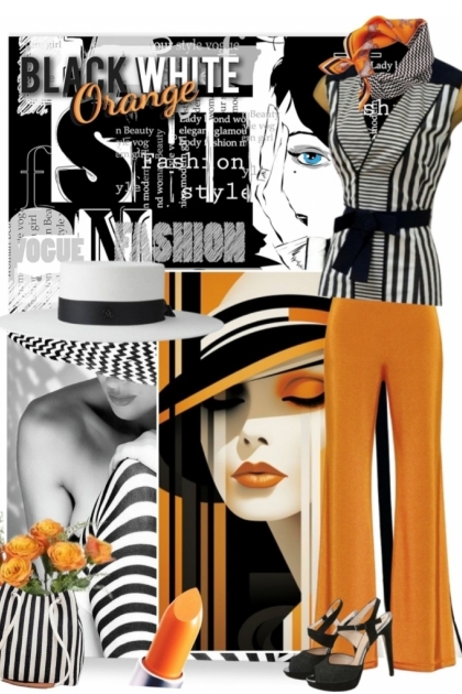 Black Whitr and Orange- Fashion set