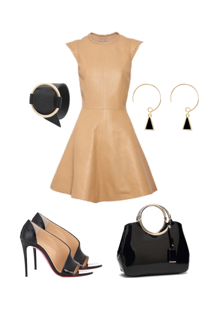 leather dress- Modekombination