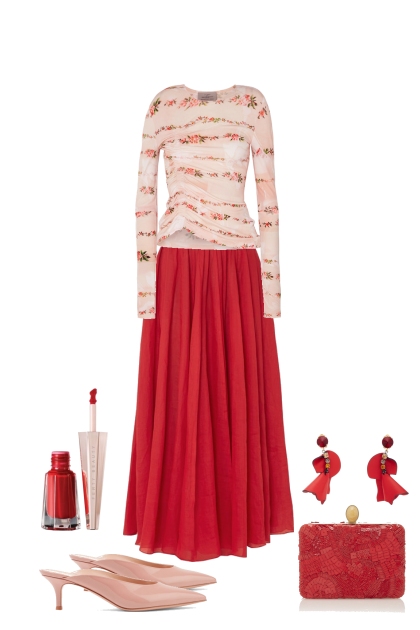 red skirt- combinação de moda