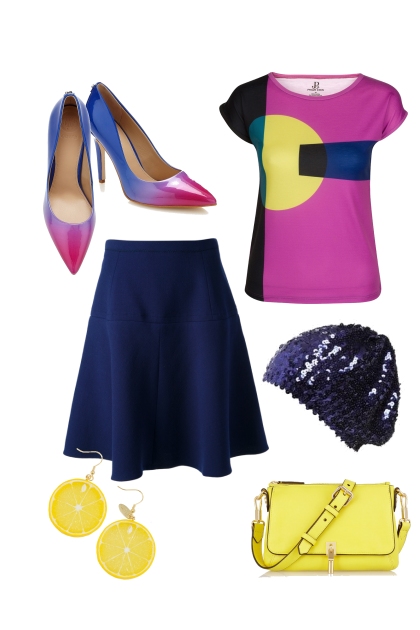 skirt blue- combinação de moda