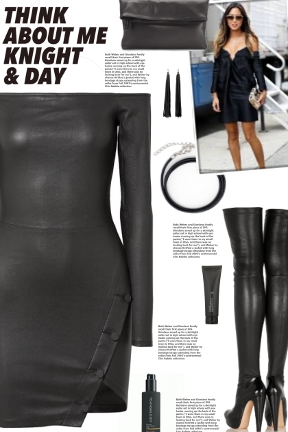 How to wear an Off Shoulder Leather Mini Dress!- Combinazione di moda