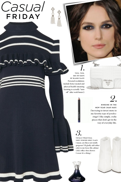 How to wear a Cold Shoulder Ruffled Striped Dress!- Modna kombinacija
