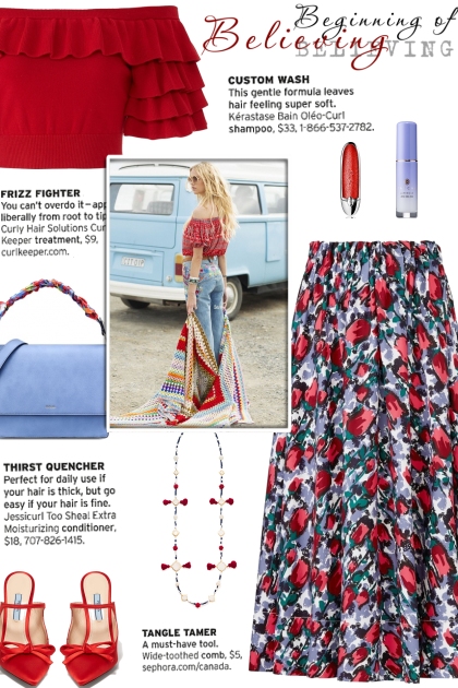 How to wear an A-Line Floral Midi Skirt!- Combinaciónde moda