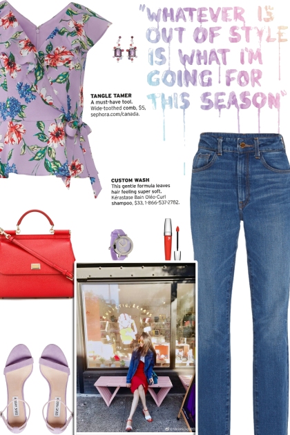 How to wear a Floral Ruffled Wrap Blouse!- Combinaciónde moda