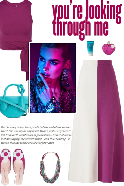 How to wear a Colorblock Flounce Midi Skirt!- combinação de moda