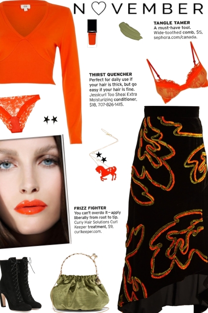 How to wear an Abstract Print Velvet Midi Skirt!- Combinaciónde moda