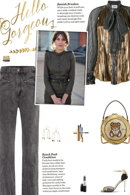 How to wear a Metallic Pleated Pussy Bow Blouse!- Combinaciónde moda