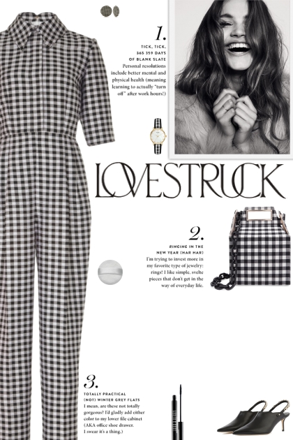 How to wear Gingham Print Pointed Collar Jumpsuit!- Kreacja