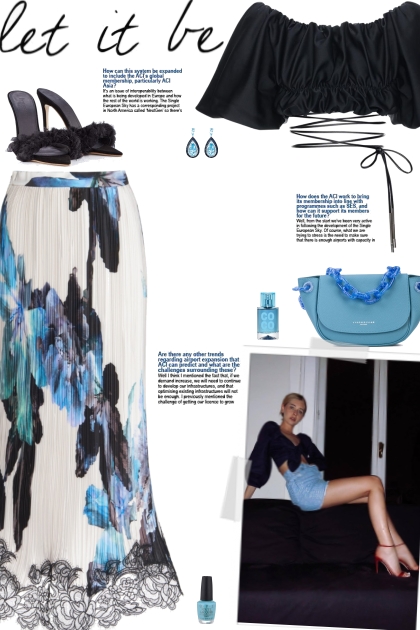 How to wear a Floral Lace Trimmed Midi Skirt!- Modna kombinacija