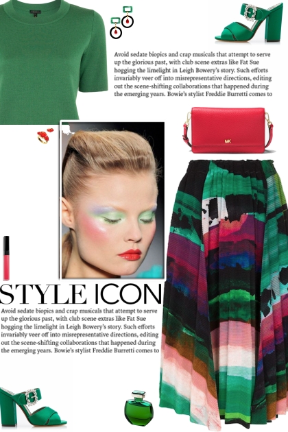 How to wear a Graphic-Print Multicolor Midi Skirt!- Combinazione di moda